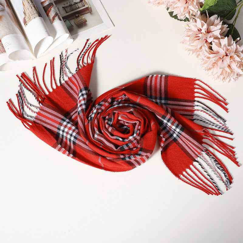 TL-32  Fashion Plaid Faux Cashmere Scarf