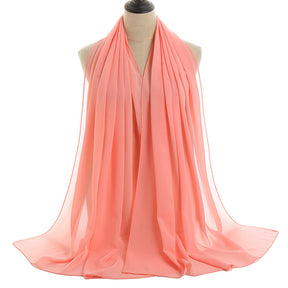 YW016  Plain pearl chiffon hijab