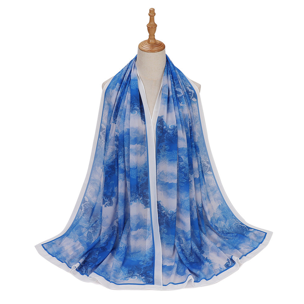 MSL333  New spring and summer pearl chiffon digital printing color scarf New spring and summer pearl chiffon digital printing color scarf