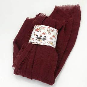 WJ01  Plain Seersucker Crinkle Fringe Edge Large Hijab