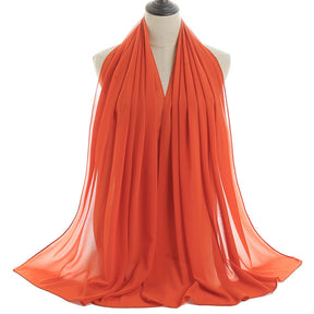 YW016  Plain pearl chiffon hijab