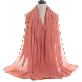 YW016  Plain pearl chiffon hijab