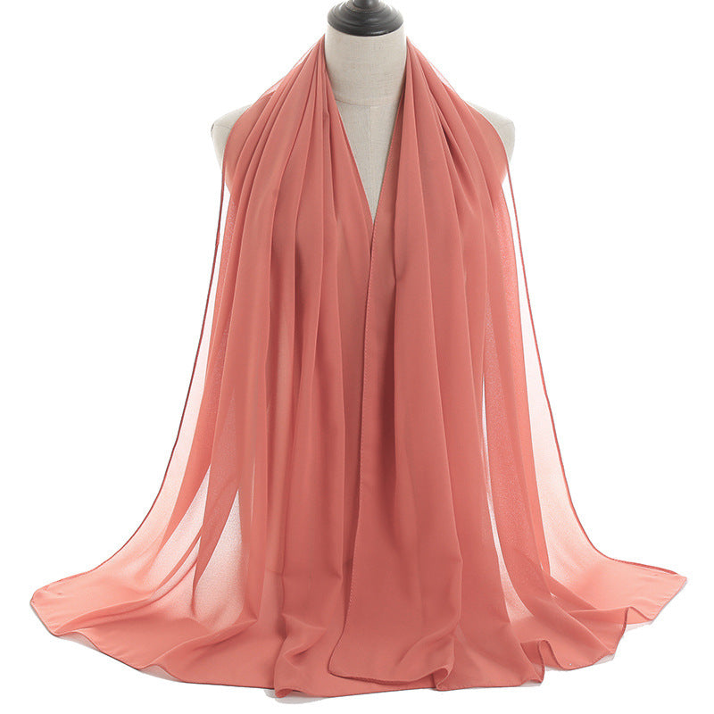 YW016  Plain pearl chiffon hijab