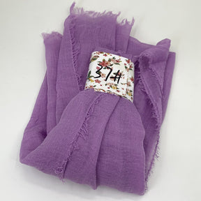WJ01  Plain Seersucker Crinkle Fringe Edge Large Hijab