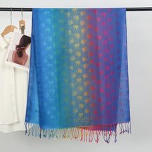 YF0438  Colorful Jacquard Soft Polyester Tassel Long Scarf