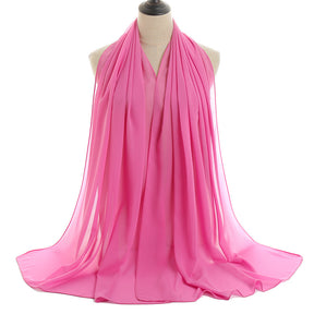 YW016  Plain pearl chiffon hijab