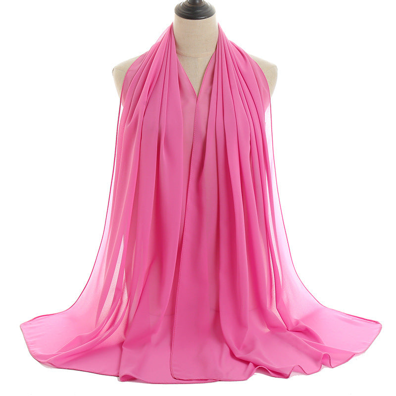 YW016  Plain pearl chiffon hijab