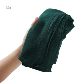 YZ201 Warna pepejal dua hujung bergulung lipit rayon selendang kedut halus nipis bernafas lembut tudung selendang tudung tudung polos/tudung Rayon Modal