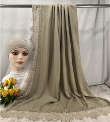 HY002  Elegant Plain Breathable Modal Hijab + Undercap Set