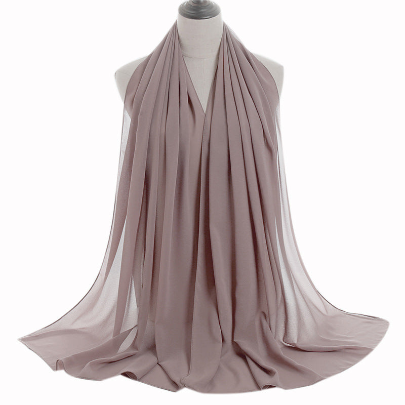 YW016  Plain pearl chiffon hijab