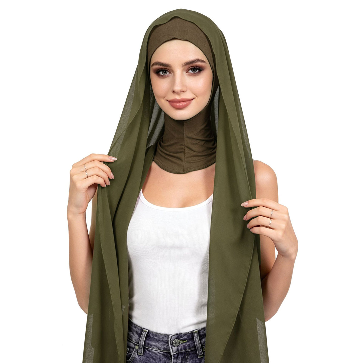 CB-01  Chiffon Scarf Hat Set with Pearl