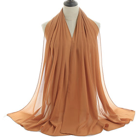 YW016  Plain pearl chiffon hijab
