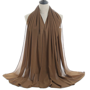 YW016  Plain pearl chiffon hijab
