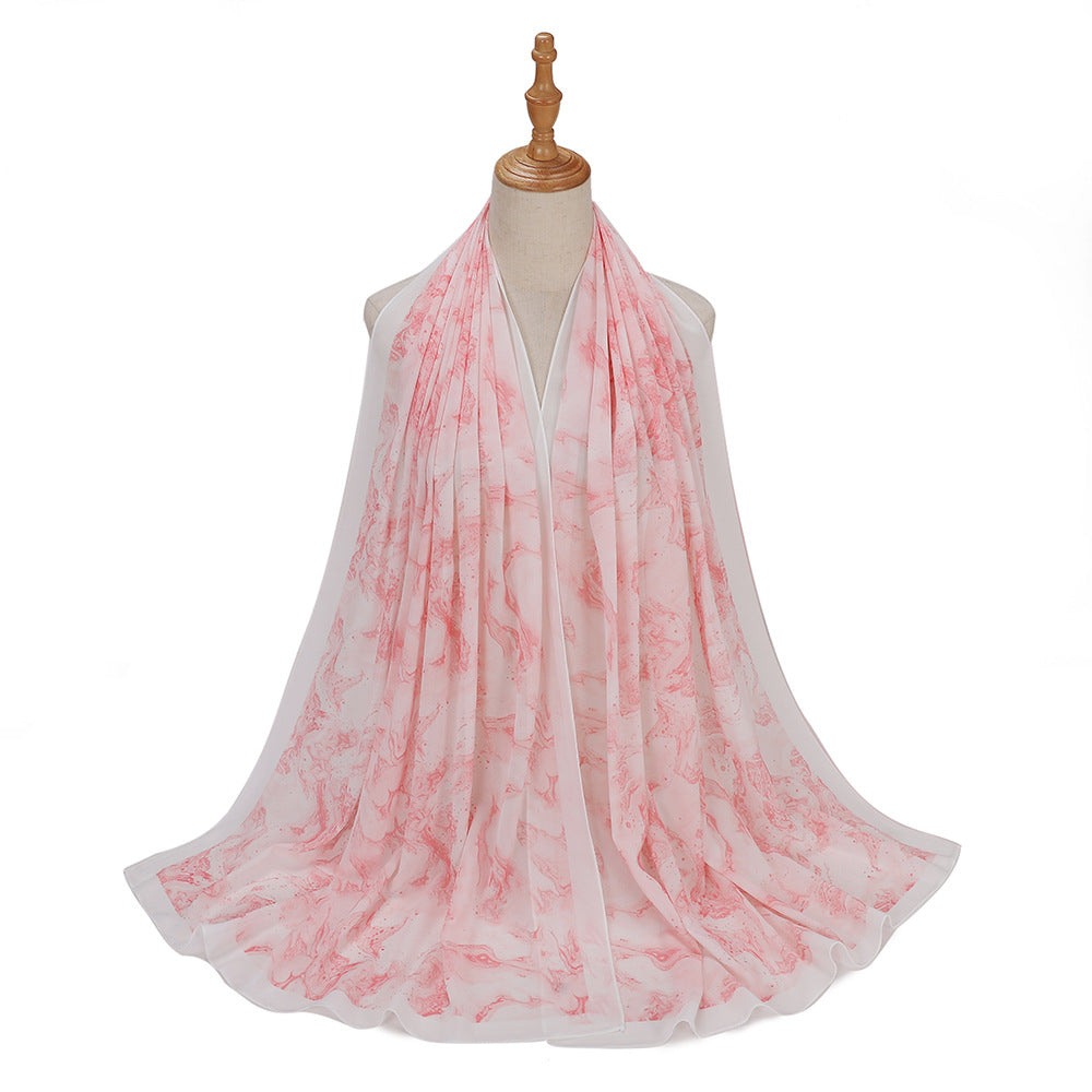 MSL333  New spring and summer pearl chiffon digital printing color scarf New spring and summer pearl chiffon digital printing color scarf