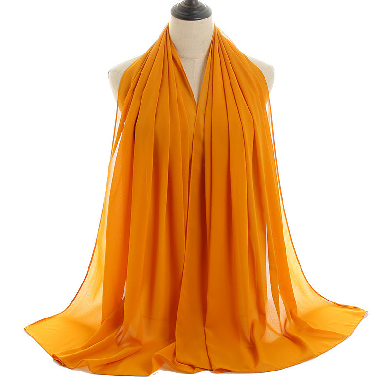 YW016  Plain pearl chiffon hijab
