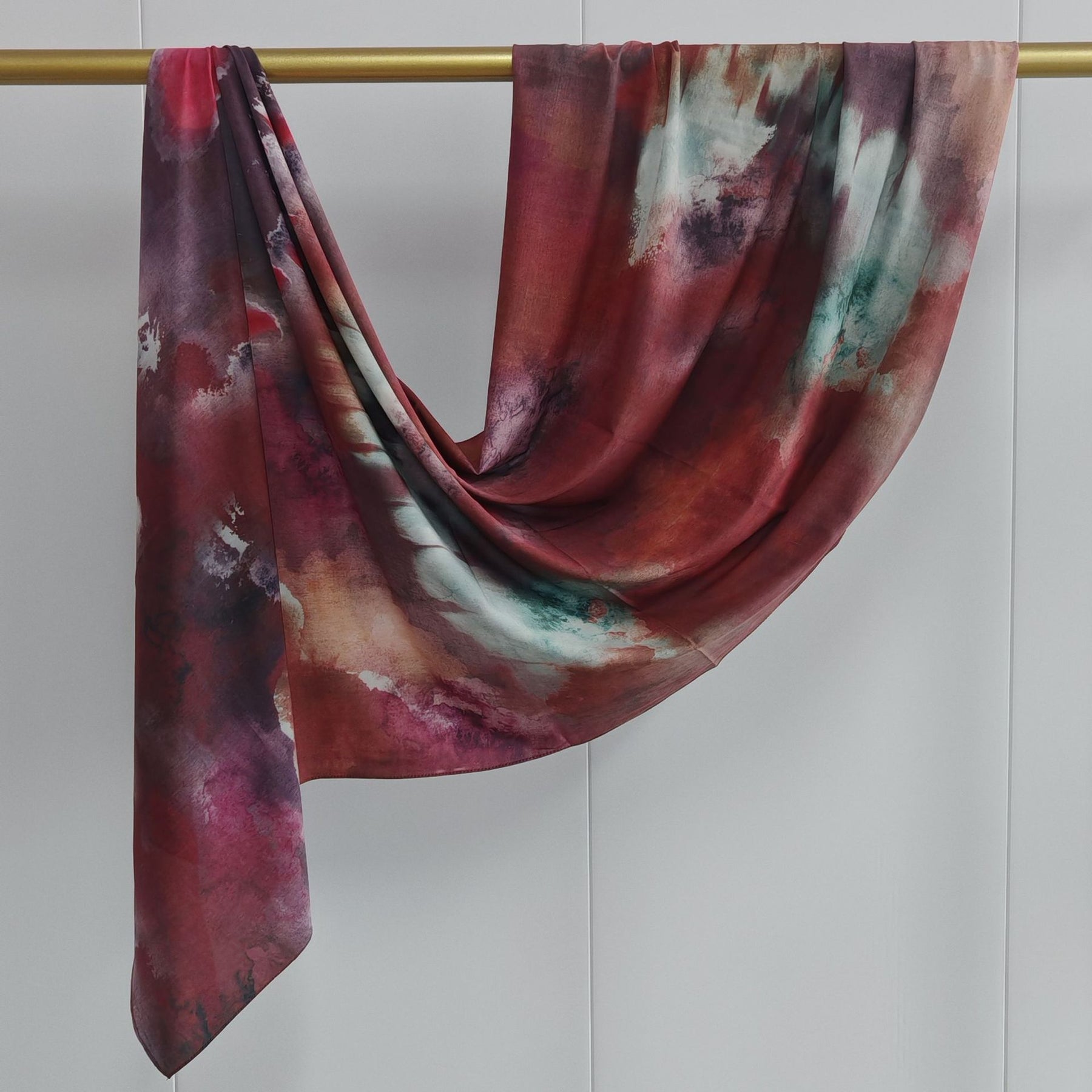 JBWJ001  Soft Modal Watercolor Printed Double-Sided Ethnic Long Hijab