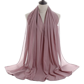 YW016  Plain pearl chiffon hijab