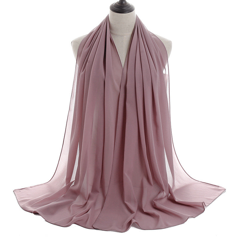YW016  Plain pearl chiffon hijab