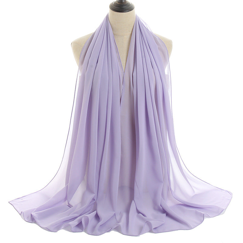 YW016  Plain pearl chiffon hijab