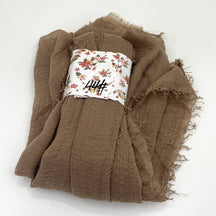 WJ01  Plain Seersucker Crinkle Fringe Edge Large Hijab
