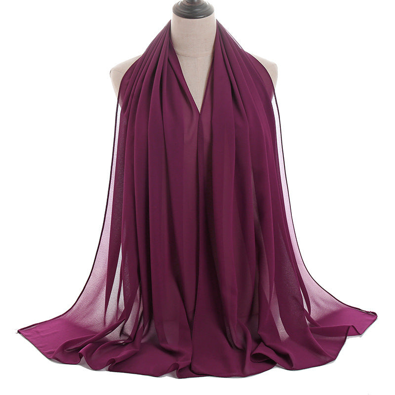 YW016  Plain pearl chiffon hijab