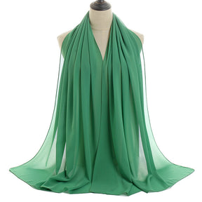 YW016  Plain pearl chiffon hijab