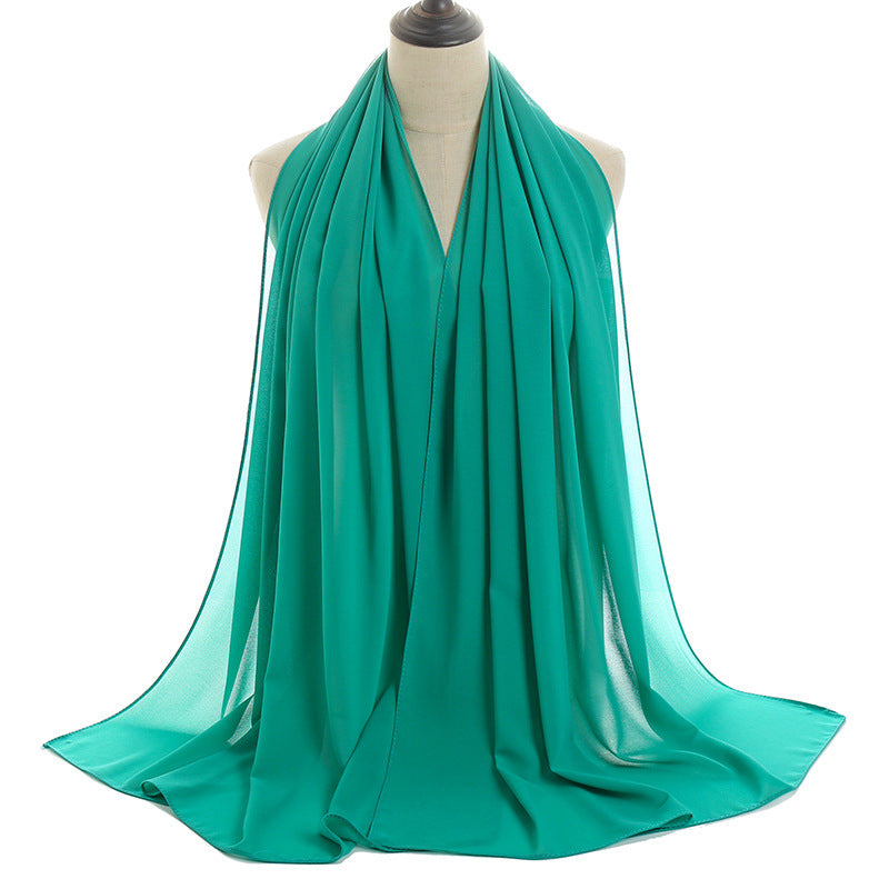 YW016  Plain pearl chiffon hijab