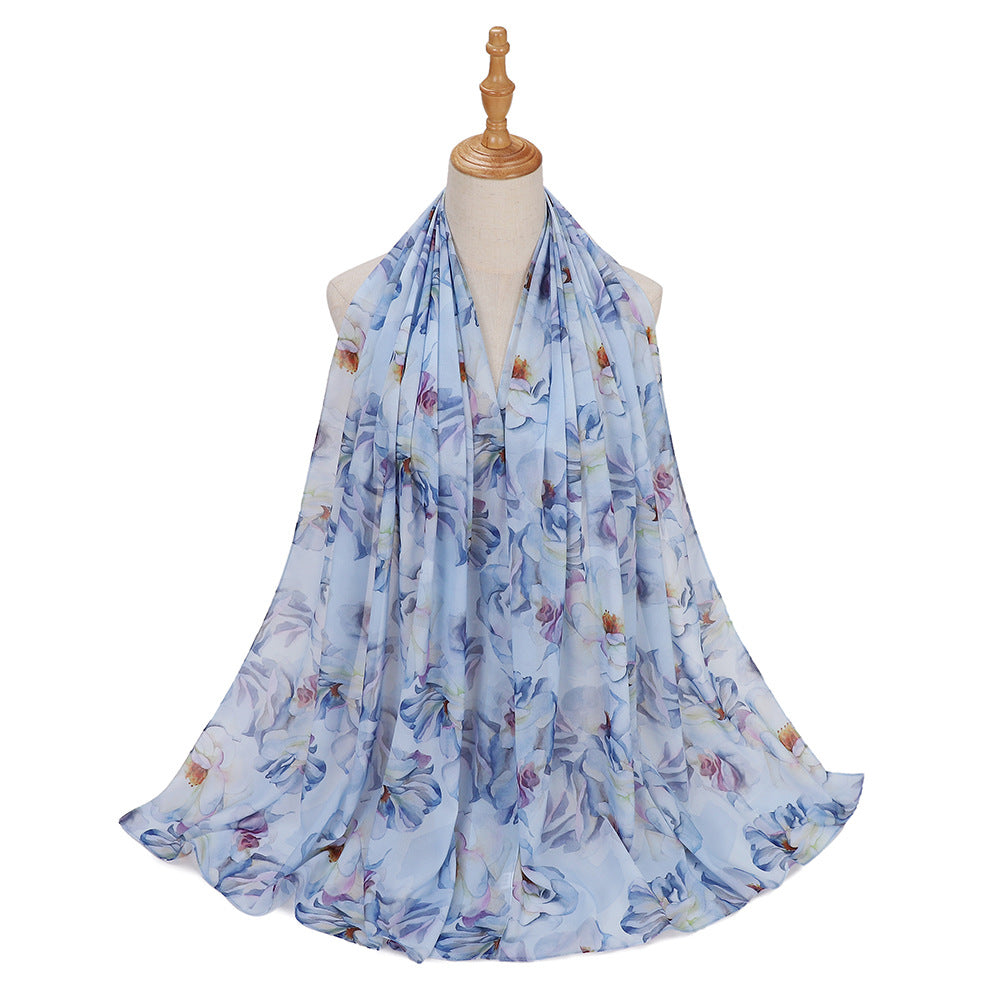 MSL333  New spring and summer pearl chiffon digital printing color scarf New spring and summer pearl chiffon digital printing color scarf