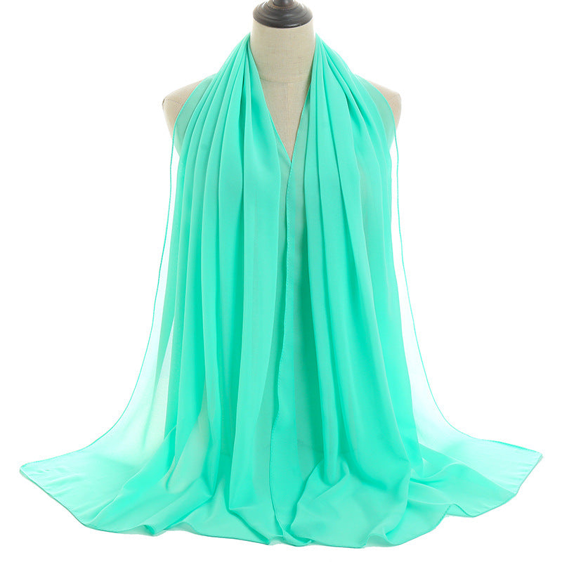 YW016  Plain pearl chiffon hijab