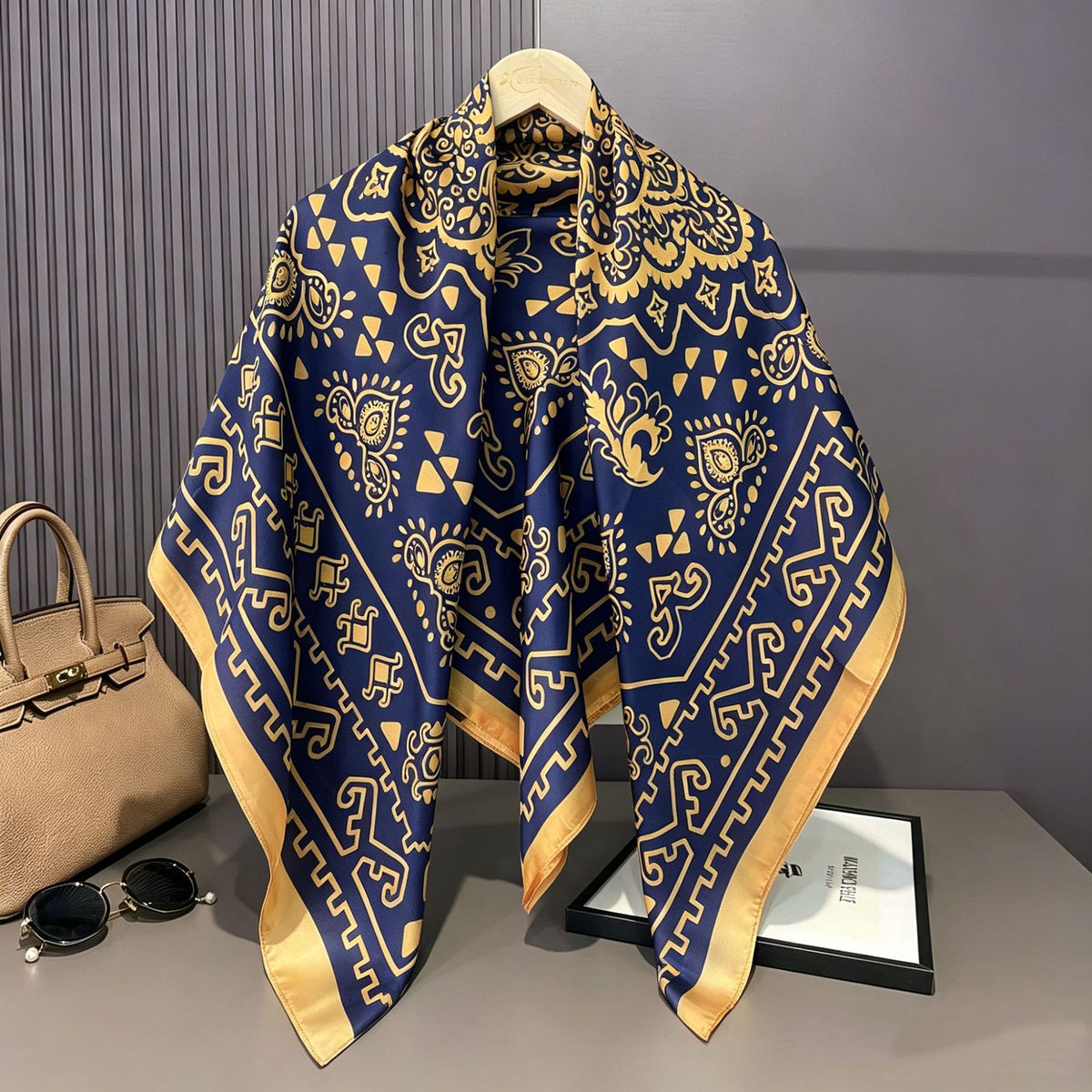 S11001  110*110 cm Printed Silk-Look Large Square Scarf