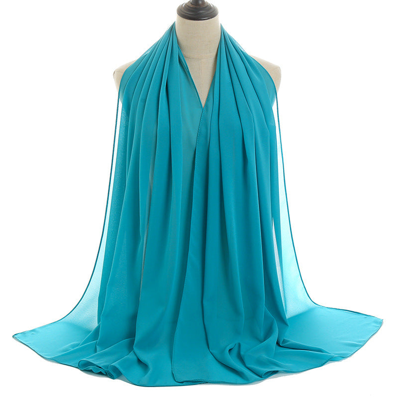 YW016  Plain pearl chiffon hijab