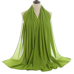 YW016  Plain pearl chiffon hijab