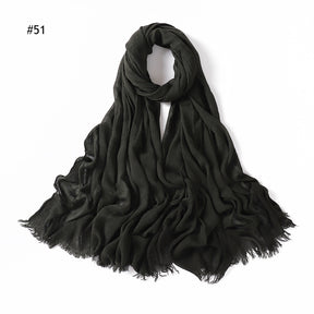 YZ28 Women's pleated solid color rayon two-end shawl breathable soft scarf