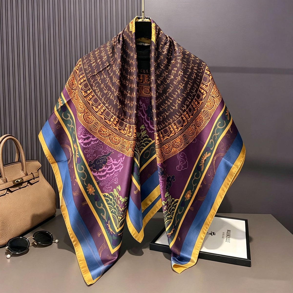 S11001  110*110 cm Printed Silk-Look Large Square Scarf