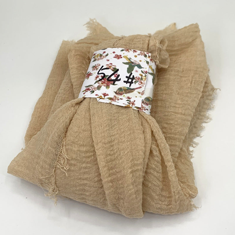 WJ01  Plain Seersucker Crinkle Fringe Edge Large Hijab
