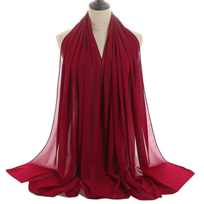YW016  Plain pearl chiffon hijab