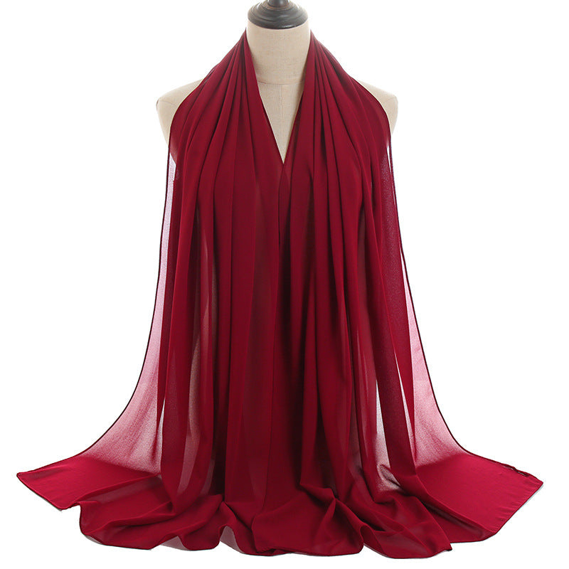 YW016  Plain pearl chiffon hijab