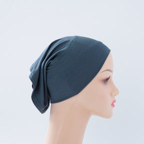 WJA473   mercerized cotton high elasticated primer cap scarf plain hijab  instant hijab