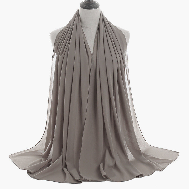 YW016  Plain pearl chiffon hijab