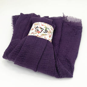 WJ01  Plain Seersucker Crinkle Fringe Edge Large Hijab