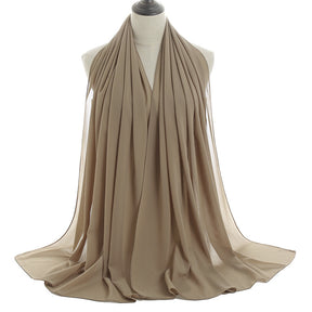 YW016  Plain pearl chiffon hijab