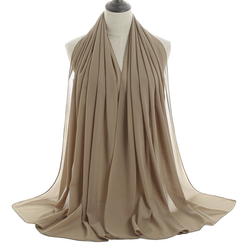 YW016  Plain pearl chiffon hijab