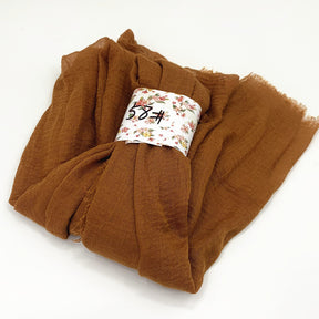 WJ01  Plain Seersucker Crinkle Fringe Edge Large Hijab