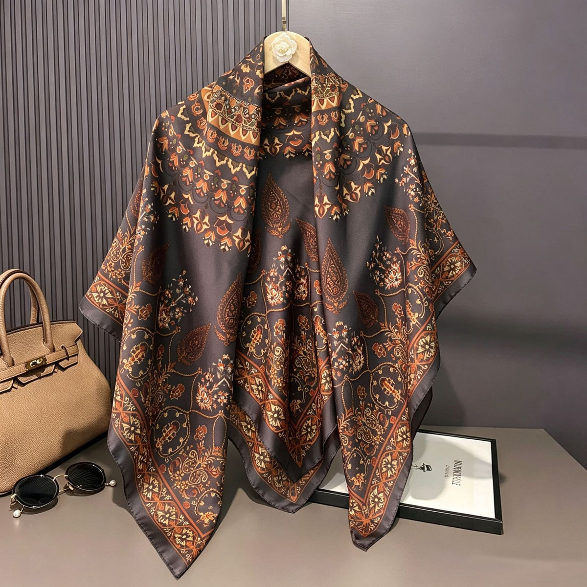 S11001  110*110 cm Printed Silk-Look Large Square Scarf
