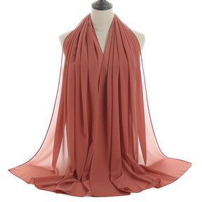 YW016  Plain pearl chiffon hijab