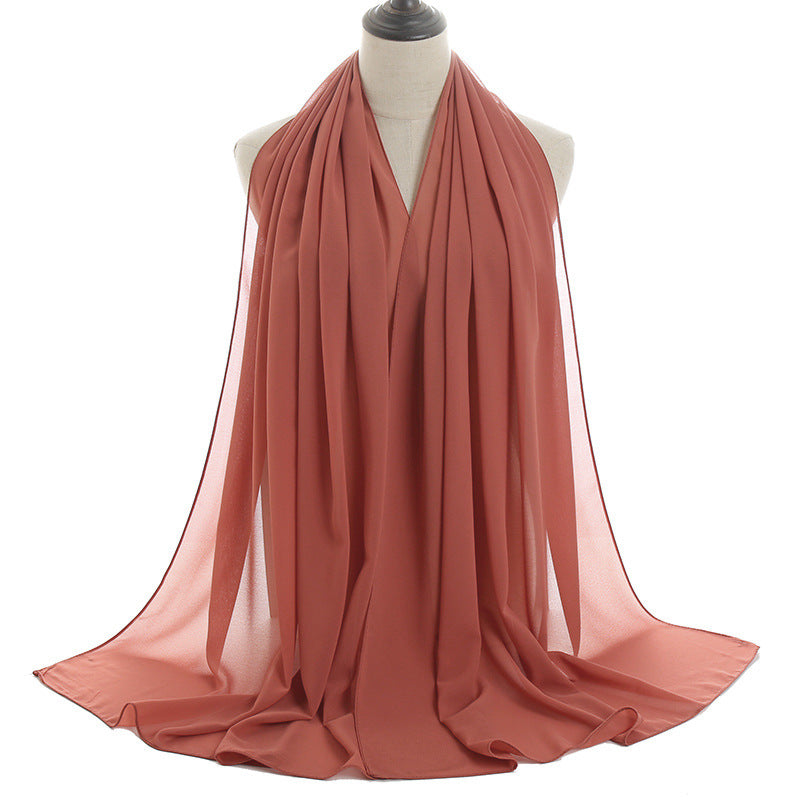 YW016  Plain pearl chiffon hijab