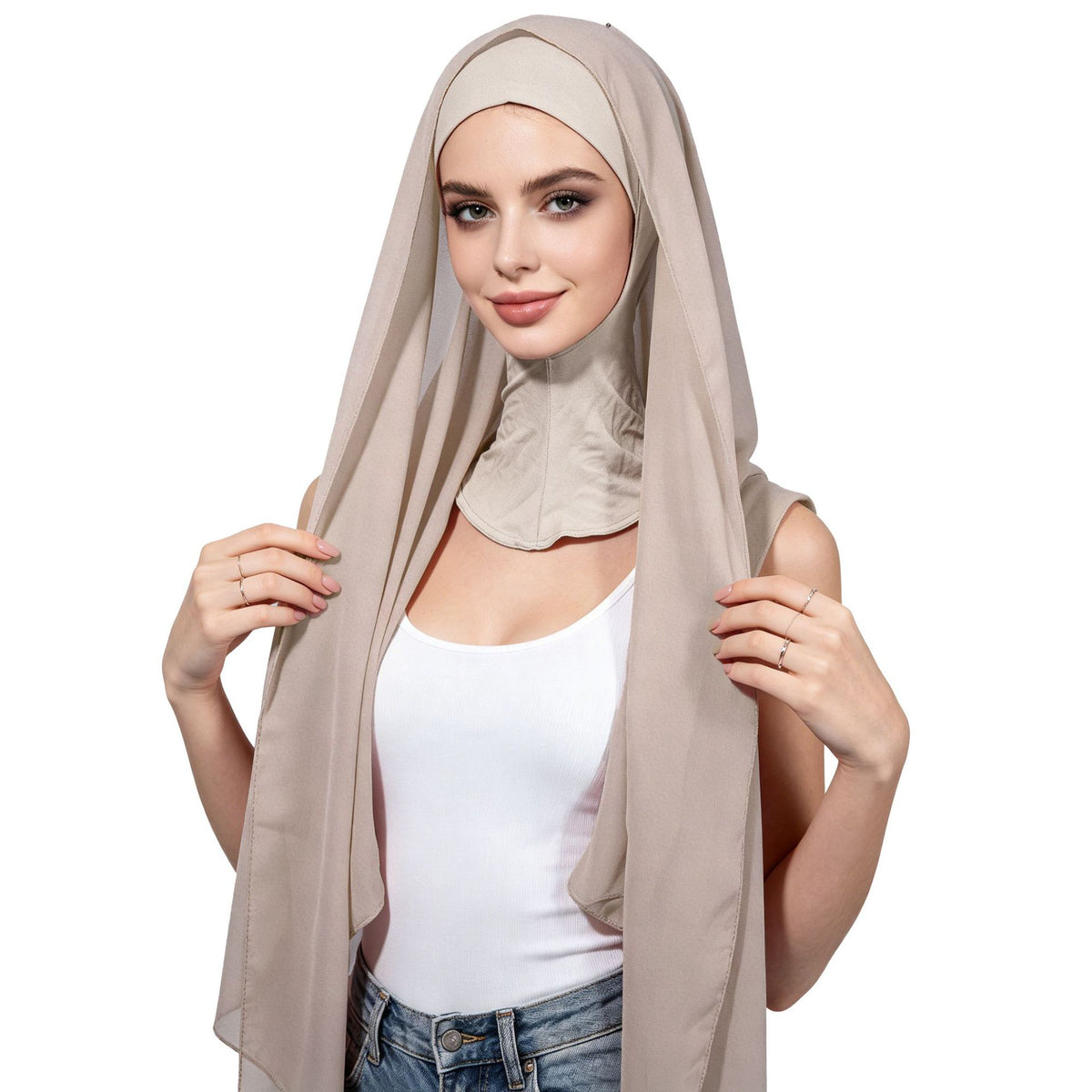 CB-01  Chiffon Scarf Hat Set with Pearl