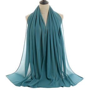 YW016  Plain pearl chiffon hijab