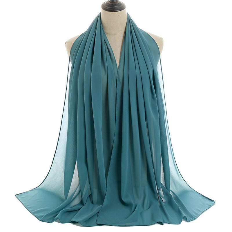 YW016  Plain pearl chiffon hijab