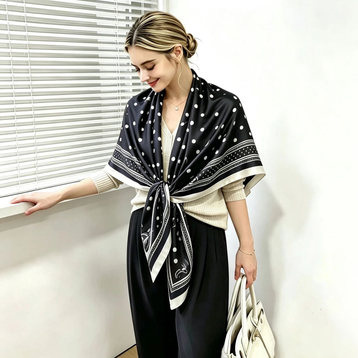 S11001  110*110 cm Printed Silk-Look Large Square Scarf